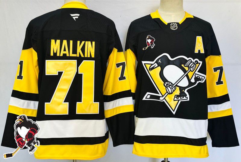 Men Pittsburgh Penguins #71 Malkin Black Fanatics 2025 NHL Jersey style 1